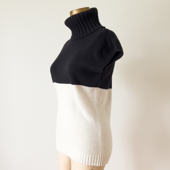 Ann Taylor Black and Cream Turtleneck Sweater - Picture 3 of 7